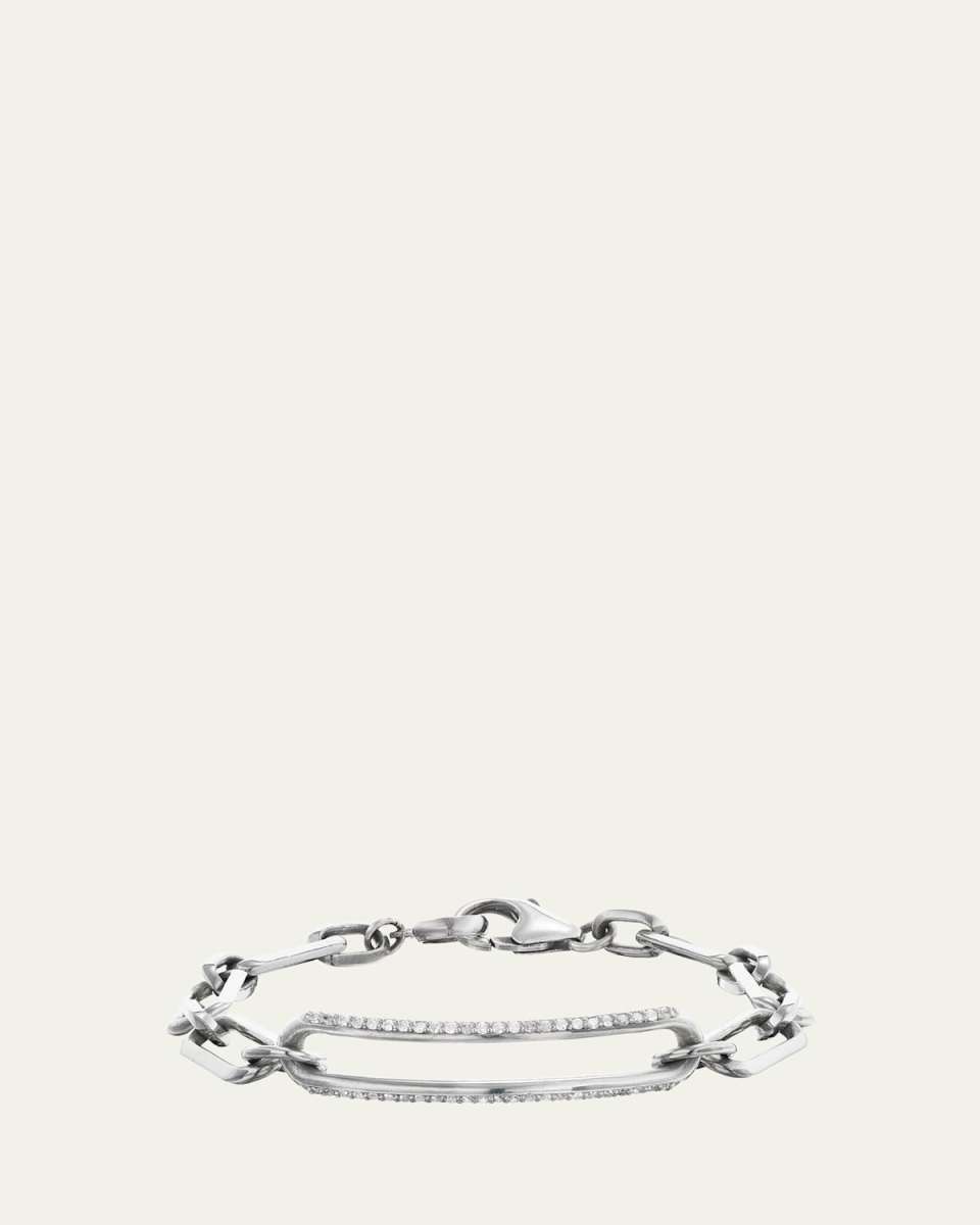 Pave Diamond Open ID Tag Chain Bracelet
